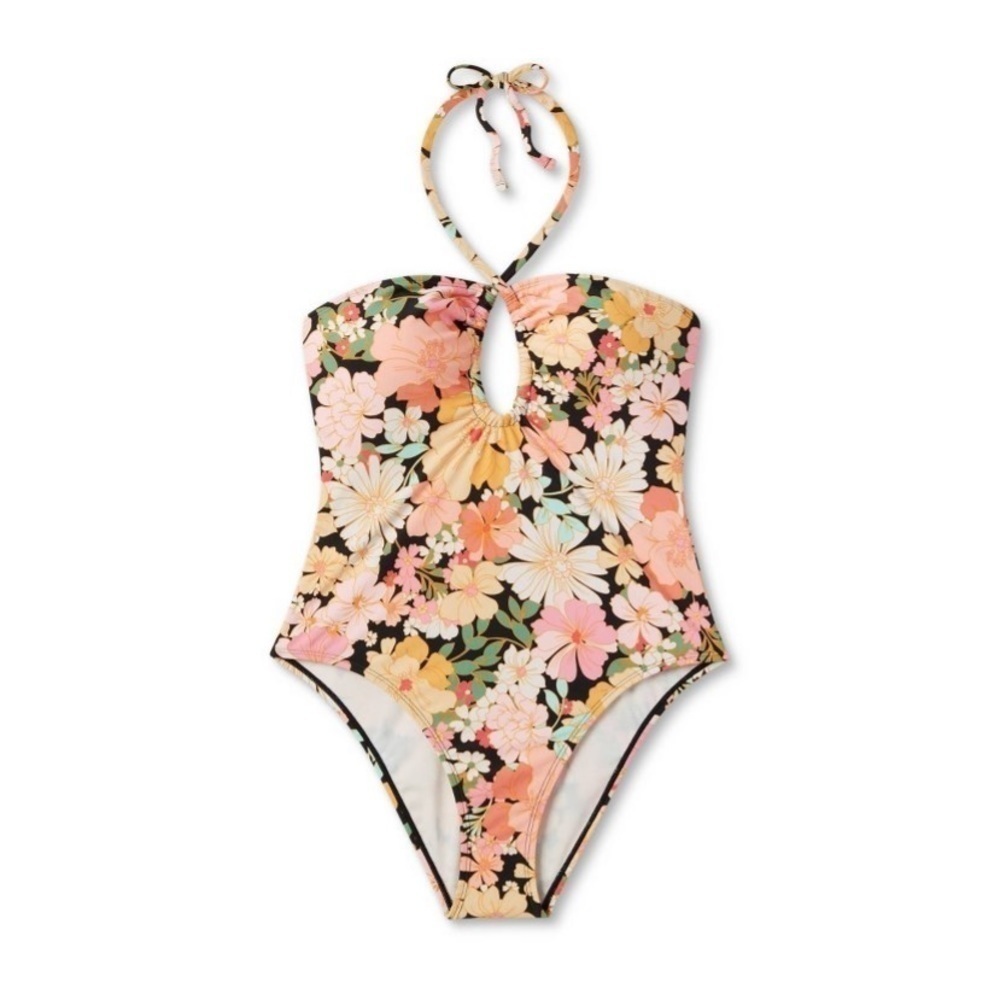 Women's Halter Keyhole Bandeau One Piece
Swimsuit - Shade & Shore Multi …